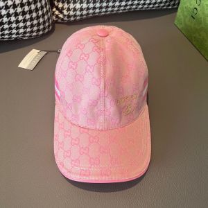 Gucci Baseball Hat with Logo and Web Stripe GG Supreme Canvas Pink