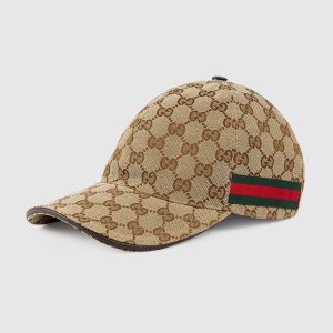Gucci Baseball Hat with Web Stripe GG Supreme Canvas Beige