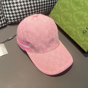 Gucci Baseball Hat with Web Stripe GG Supreme Canvas Pink
