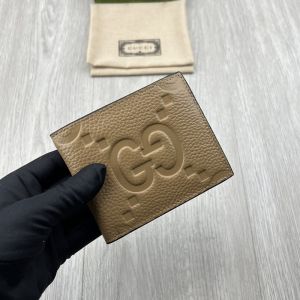 Gucci Small Bifold Wallet In Jumbo GG Leather Brown