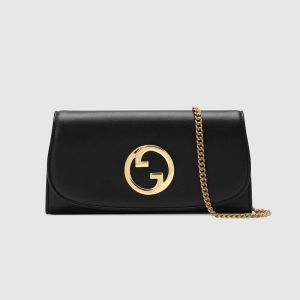 Gucci Large Blondie Continental Chain Wallet In Leather Black