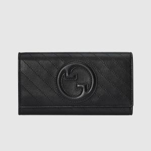Gucci Large Blondie Continental Wallet In Subtler Leather Black