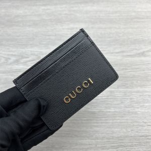 Gucci Card Case with Logo Script In Leather Black
