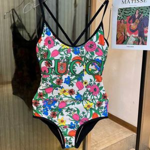Gucci Crisscross Swimsuit with Gucci Floral Women Lycra Green/Black