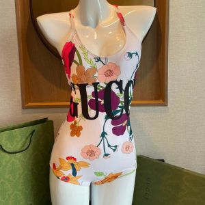 Gucci Crisscross Swimsuit with Gucci Floral Women Lycra White