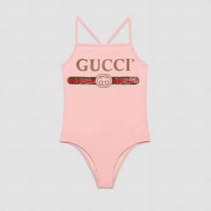 Gucci Crisscross Swimsuit with Gucci Interlocking G Web Stripe Women Lycra Pink