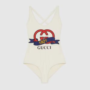 Gucci Crisscross Swimsuit with Interlocking G 1921 Gucci Women Lycra White
