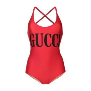 Gucci Crisscross Swimsuit with Logo Women Lycra Red