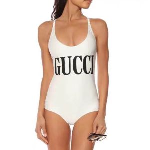 Gucci Crisscross Swimsuit with Logo Women Lycra White