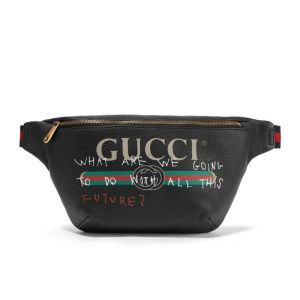 Gucci Large Cruise Belt Bag In Graffiti Textured Leather Black