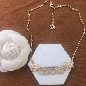 Gucci Crystals Arrow Necklace In Gold