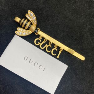Gucci Crystals Bee Letter Pendant Hair Slides In Gold