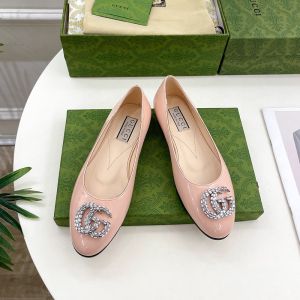 Gucci Double G Crystals Ballet Flats Women Leather Pink