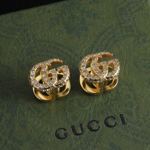 Gucci Double G Crystals Earrings In Gold