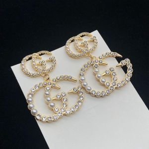 Gucci Double G Crystals Pearl Earrings In Gold