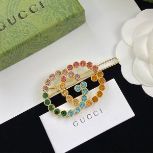 Gucci Double G Multicolor Crystals Hair Slides In Gold