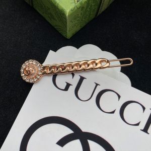 Gucci Double G Pearl Crystals Chain Hair Slides In Gold