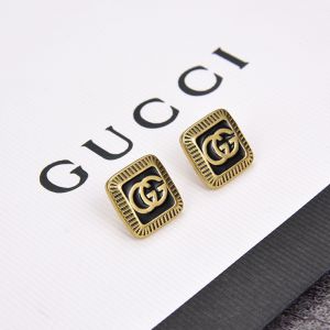 Gucci Double G Square Stud Earrings In Gold