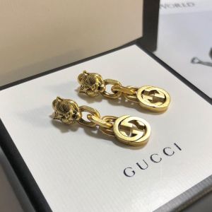 Gucci Double G Tiger Head Earrings In Gold