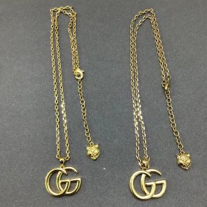 Gucci Double G Tiger Head Pendant Necklace In Gold