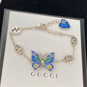Gucci Enamel Butterfly Bracelets In Silver/Blue