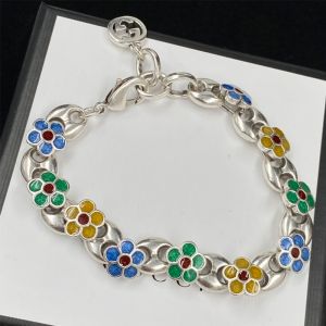 Gucci Enamel Flower Bracelets In Silver