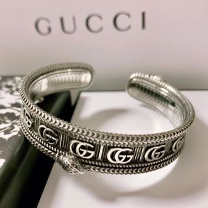 Gucci GG Marmont Snake Cuff Bangle Bracelet In Silver