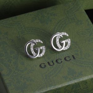 Gucci Half GG Crystals Earrings In Silver