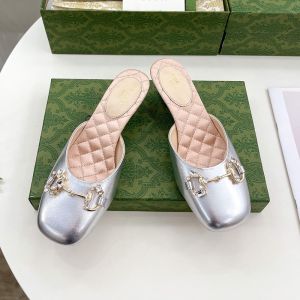 Gucci Horsebit Crystals Mules Women Leather Silver