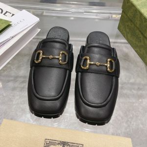 Gucci Horsebit Loafer Slides Women Leather Black