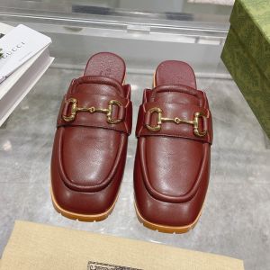 Gucci Horsebit Loafer Slides Women Leather Brown