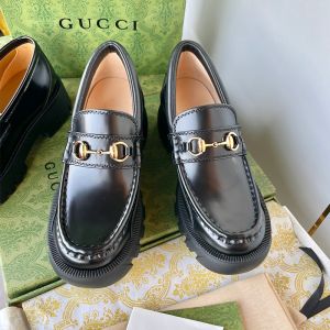 Gucci Horsebit Platform Loafers Women Leather Black
