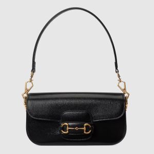 Gucci Small Horsebit 1955 Baguette Bag In Leather Black