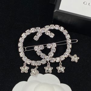 Gucci Interlocking G Crystals Star Hair Slides In Silver