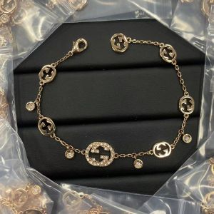 Gucci Interlocking G Diamond Bracelets In Gold