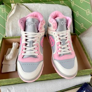 Gucci Mac80 High Top Sneakers Women Leather White/Pink