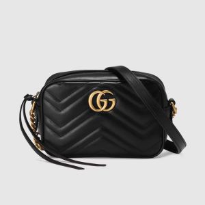 Gucci Mini Marmont Shoulder Bag In Matelasse Leather Black