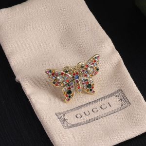 Gucci Multicolor Crystals Butterfly Ring In Gold
