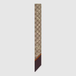 Gucci Neck Bow GG Print with Horsebit Silk Brown