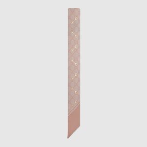 Gucci Neck Bow GG Print with Horsebit Silk Pink