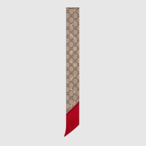 Gucci Neck Bow GG Print with Horsebit Silk Red