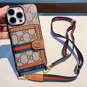 Gucci Ophidia iPhone Case with Card Holder and Web Strap In GG Supreme Canvas Beige/Brown