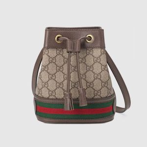 Gucci Mini Ophidia Bucket Bag In GG Supreme Canvas Beige/Brown