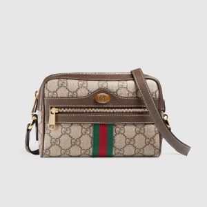 Gucci Mini Ophidia Square Bag In GG Supreme Canvas Beige/Brown