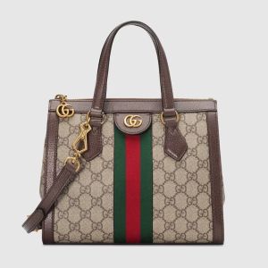 Gucci Small Ophidia Zipped Tote In GG Supreme Canvas Beige/Brown