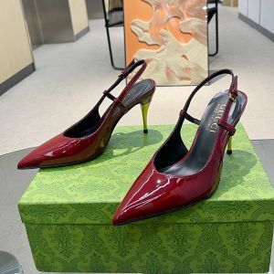 Gucci Slingback Heeled Pumps Women Patent Leather Red