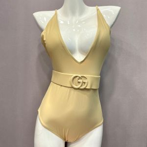 Gucci Swimsuit with GG Plaque Women Lycra Khaki