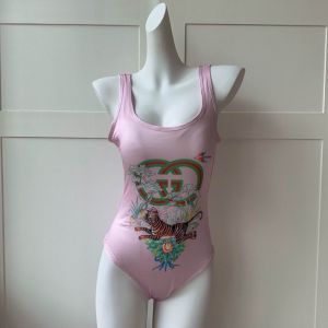 Gucci Swimsuit with Interlocking G Bird Tiger Floral Women Lycra Pink