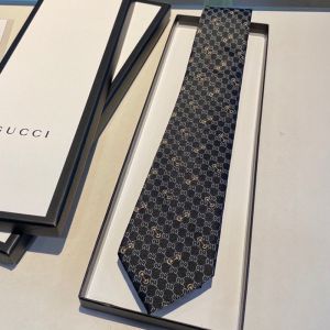 Gucci Tie GG Horsebit Jacquard Silk Black