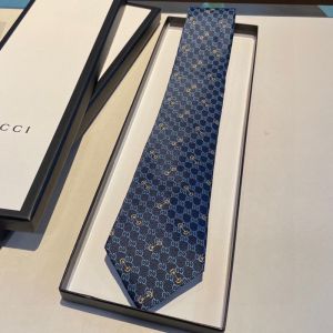 Gucci Tie GG Horsebit Jacquard Silk Blue